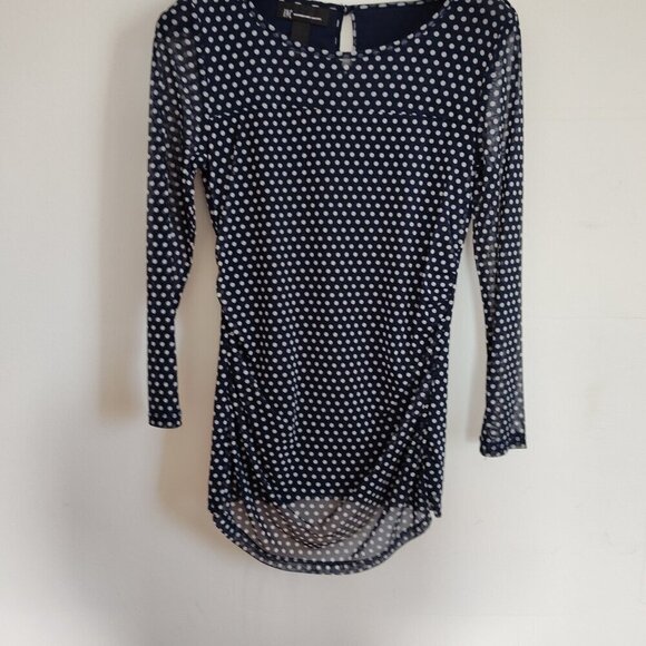 Ladies SZ S Inc Navy Blue/White Polka-Dot Top - Picture 2 of 5